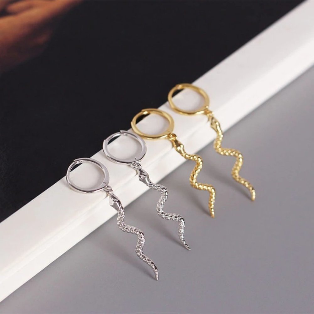 *NEW 925 Sterling Silver Swirl Drop Hoop Earrings - Picture 5 of 10